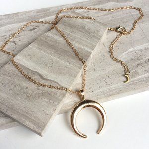Gold Crescent Moon Necklace w/ tiny moon detail